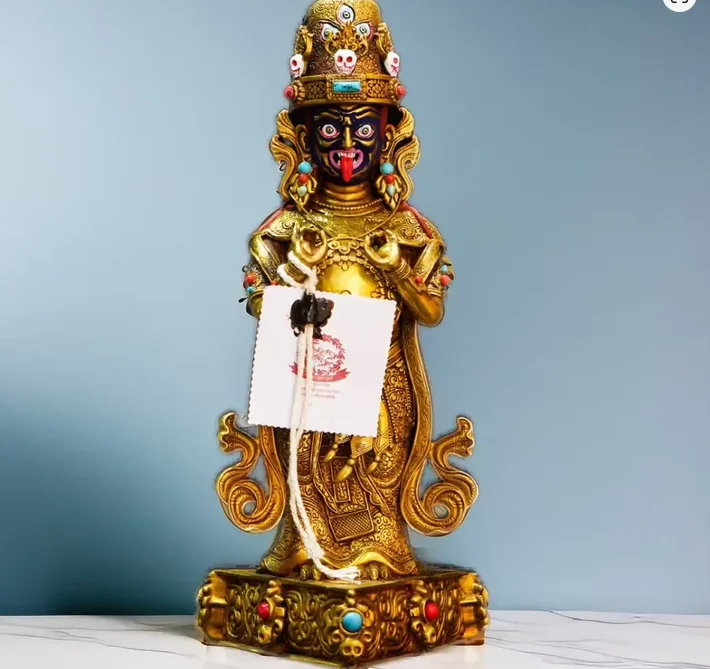 Copper gilding Zaki Lhamo Buddha statue Nepal Tibet Palden Lhamo God of Wealth sculpture,Large,42cm,31cm,21cm,14cm