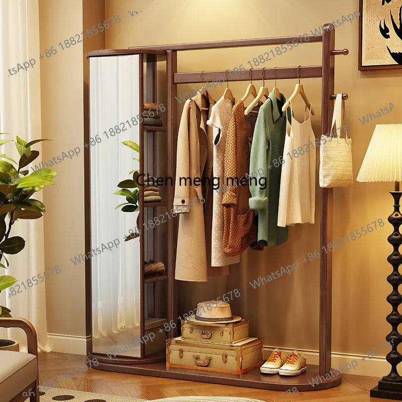 

Многофункциональная напольная вешалка для одежды из массива дерева с зеркалом, вращающаяся, для дома, гостиной, спальни.