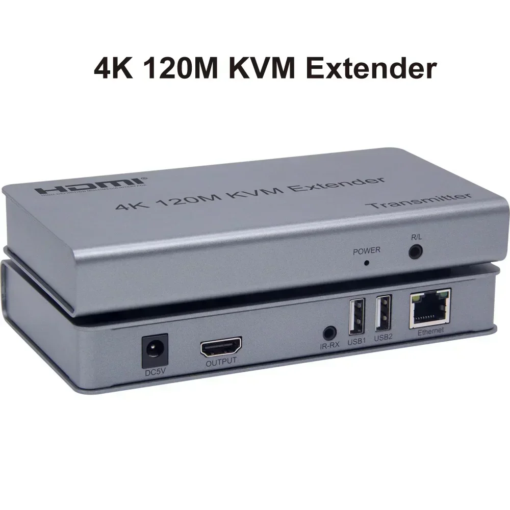 4K 120M KVM HDMI Extender By RJ45 Ethernet Cat5e Cat6 Cable Video Transmitter Receiver Support USB Mouse Keyboard Touch Screen