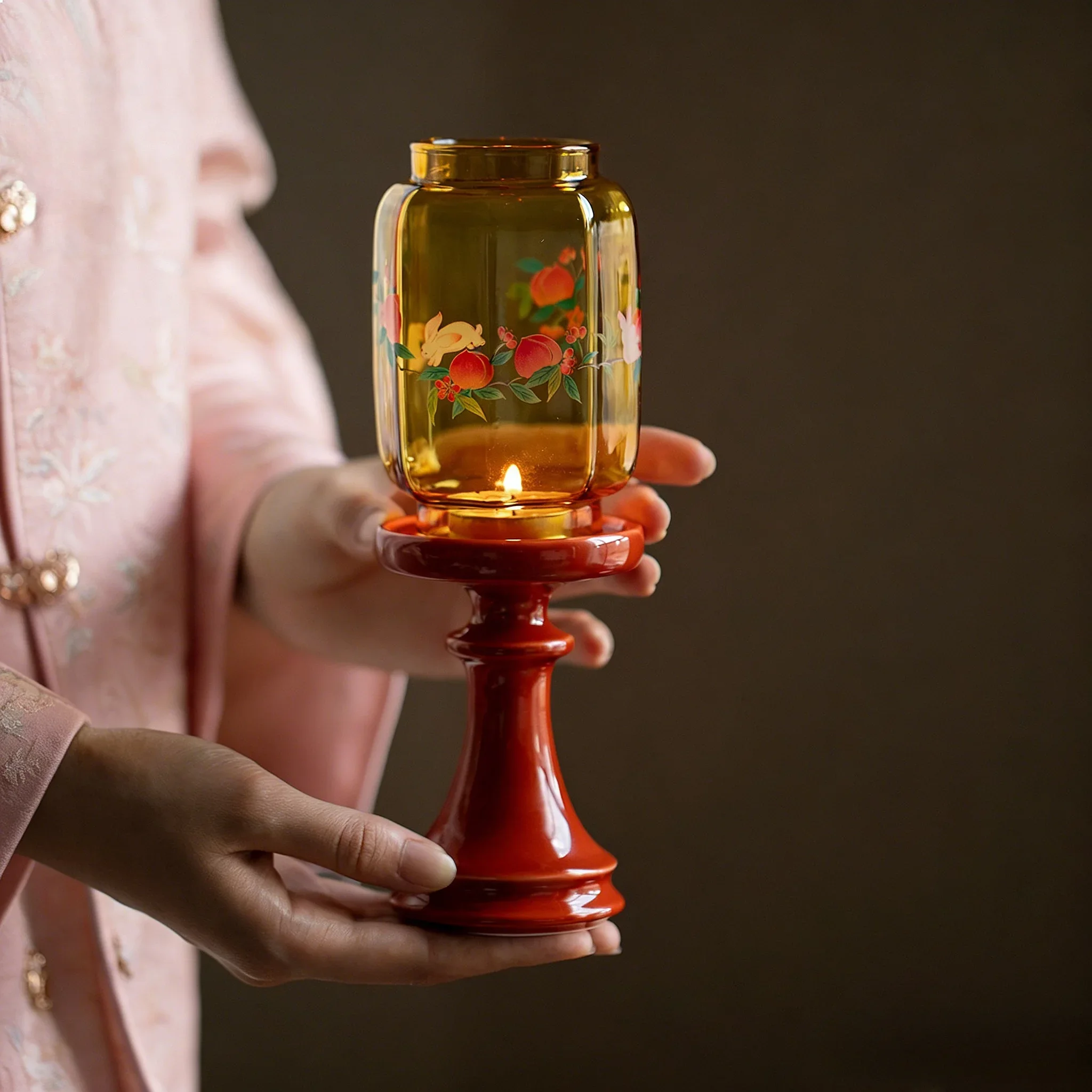 New Chinese Style Forbidden City Red Candlestick | Tea Ceremony Accessories | Atmospheric High-End Decorative Piece|Zen Gifts