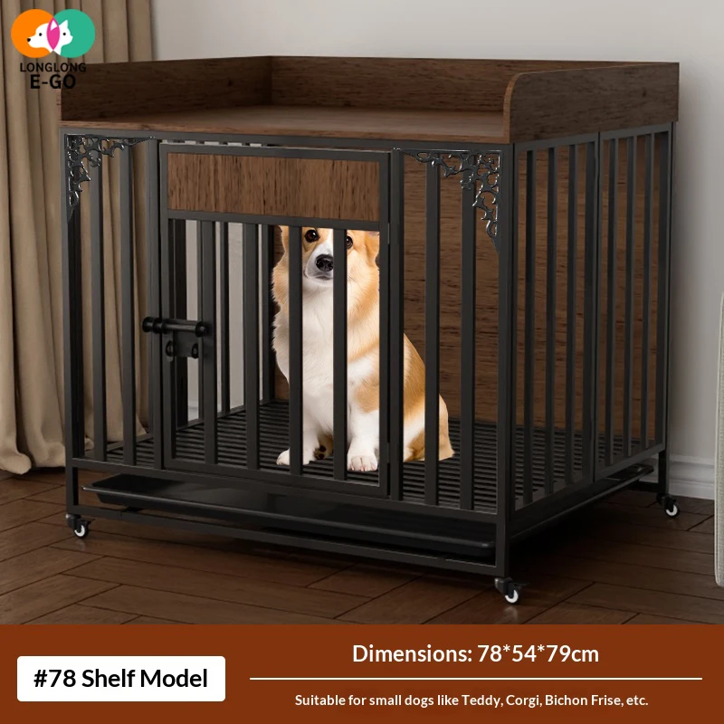 78cm Foldable Wooden Pet Kennel Thick Frame Storage Shelf Separate Toilet Indoor Use For Golden Retriever Medium Large Dogs