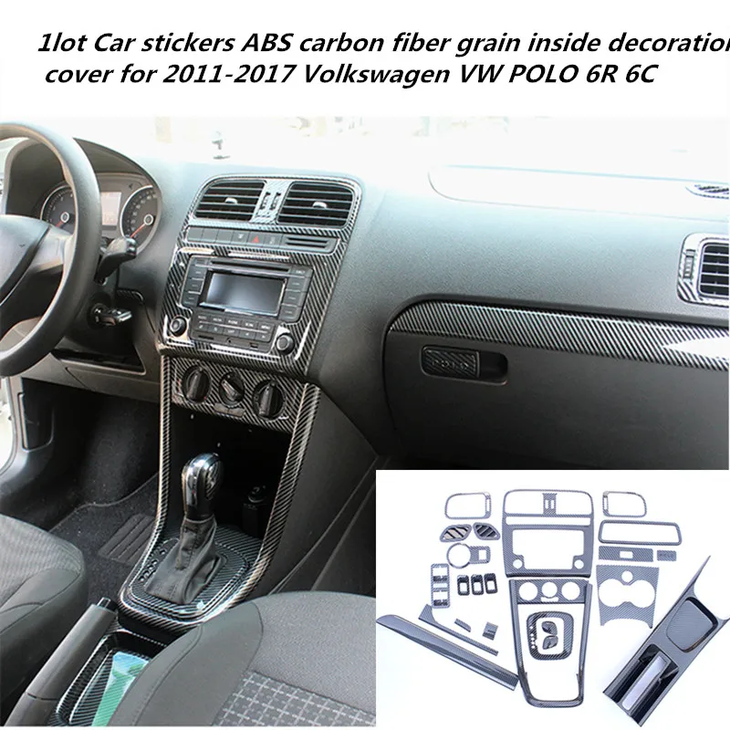 

1lot Car stickers ABS carbon fiber grain inside decoration cover for 2014-2018 Volkswagen VW POLO 6R 6C