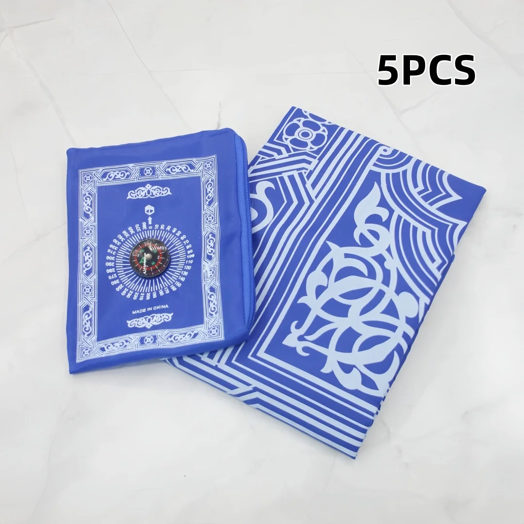 

5Pcs Islam Waterproof Prayer Carpet 60x100cm Portable Kneeling Prayer Rug Built-in Compass With Bag