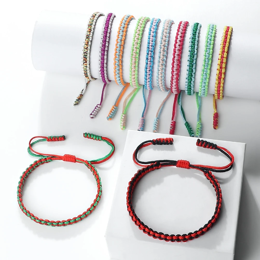 Fashion Handmade Braided Rope String Bracelet Colorful Adjustable Knots Bangle for Friendship Gift Good Lucky Multicolor Jewelry