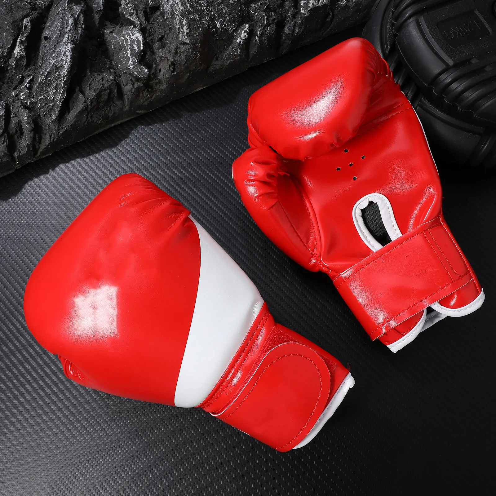 

Boxing Gloves for Training Red Fight Equipment Adjustable Closure Breathable Holes Comfortable Fit Kickboxing
