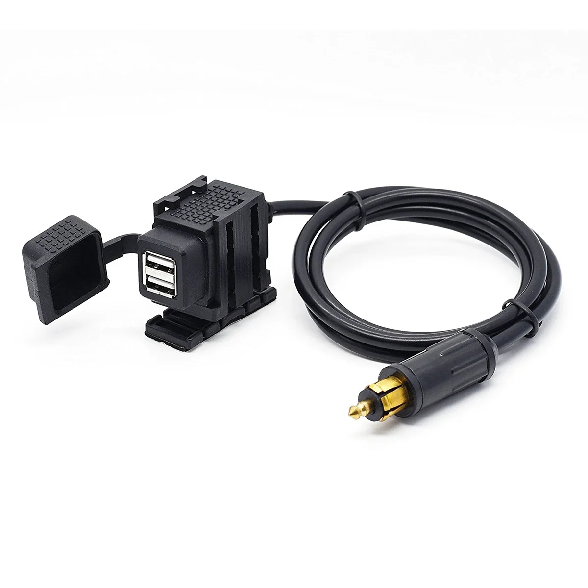 

160cm Cable Motorcycle 4.2A Dual USB Charger Socket Power Adapter For BMW DIN Hella Plug Phone / iPhone / GPS SatNav