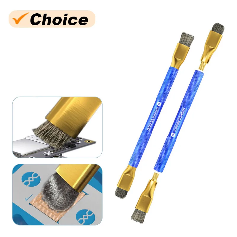 SUNSHINE SS-022D Double-head Cleaning Brush for Mobile Phone Repair Dual-purpose Motherboard IC Pad Glue Removal Brushing Tool