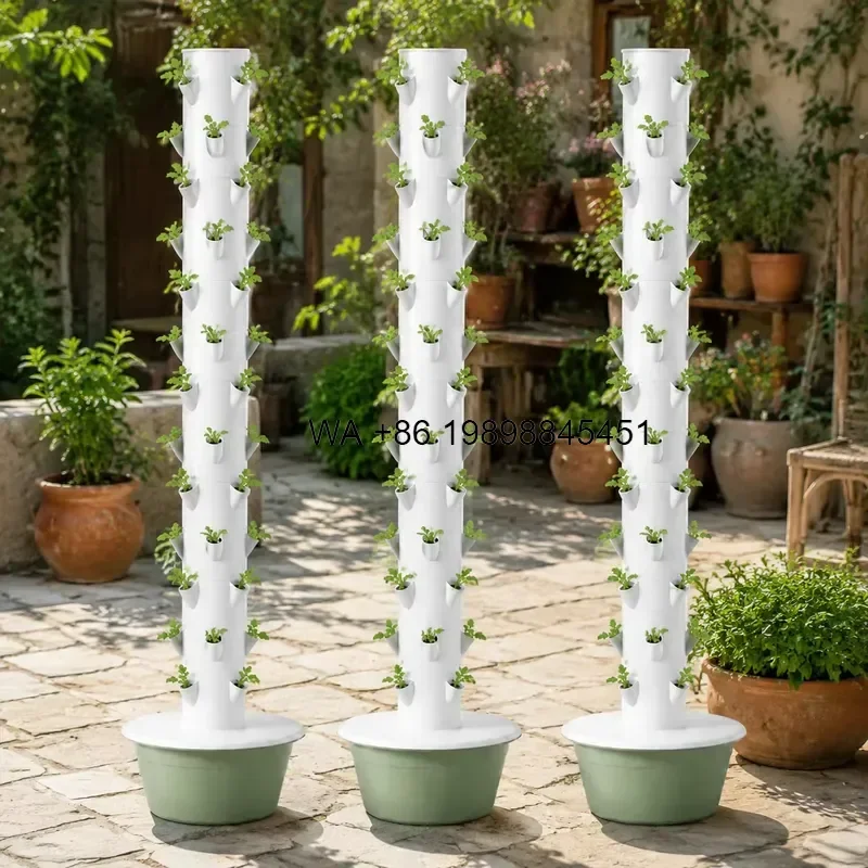 Wmwmnu Commercial 13 Tier Hydroponic Tower System for Greenhouse Vegetable Farming with Water Pump Automatic Irrigation