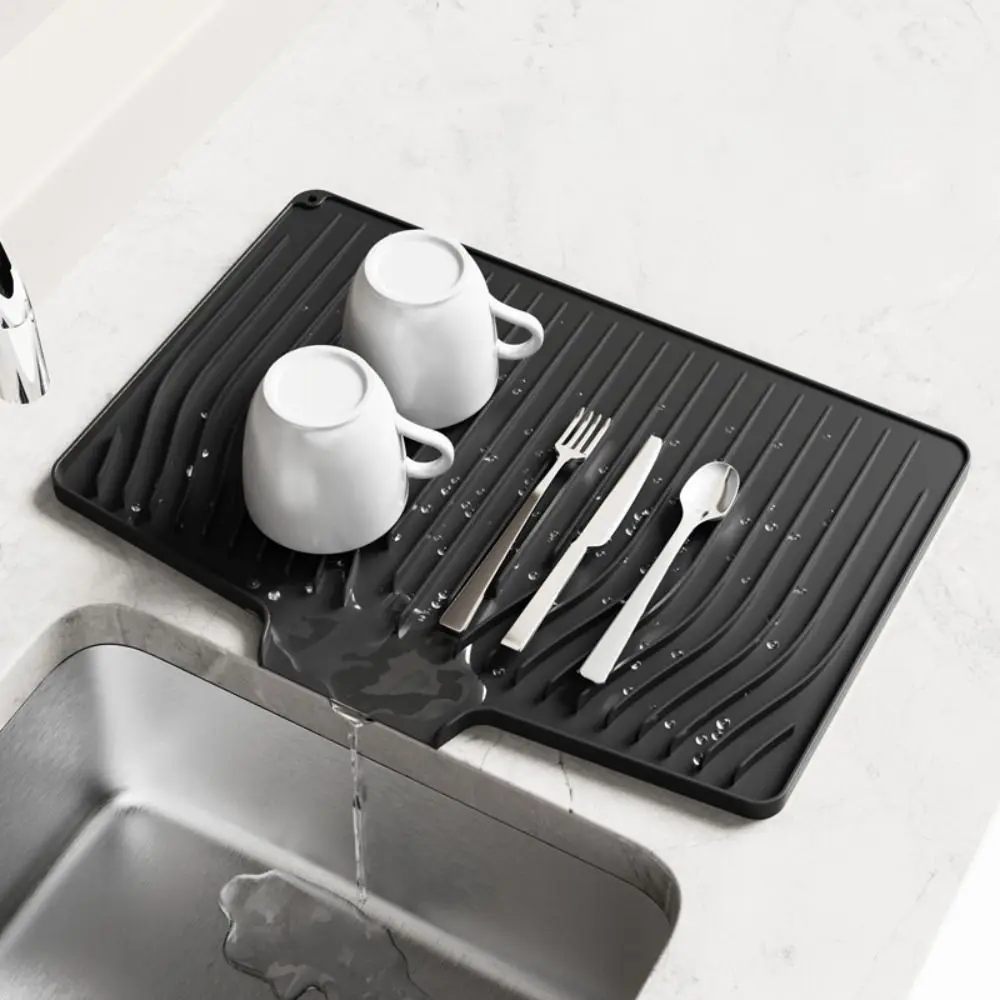 

Heat Resistant Silicone Draining Board Mat Large size Diversion Opening Slope Kitchen Dish Drainer Pad Nonslip Dish Drying Mat