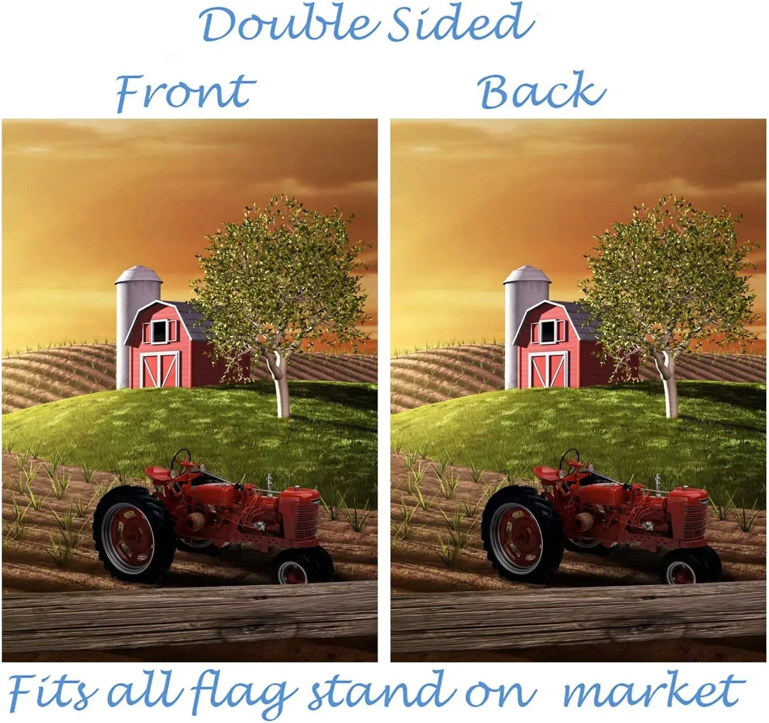 Agriculture Farm Spring Morning with Barn and Tractor Sunrise Garden Yard Flag 12