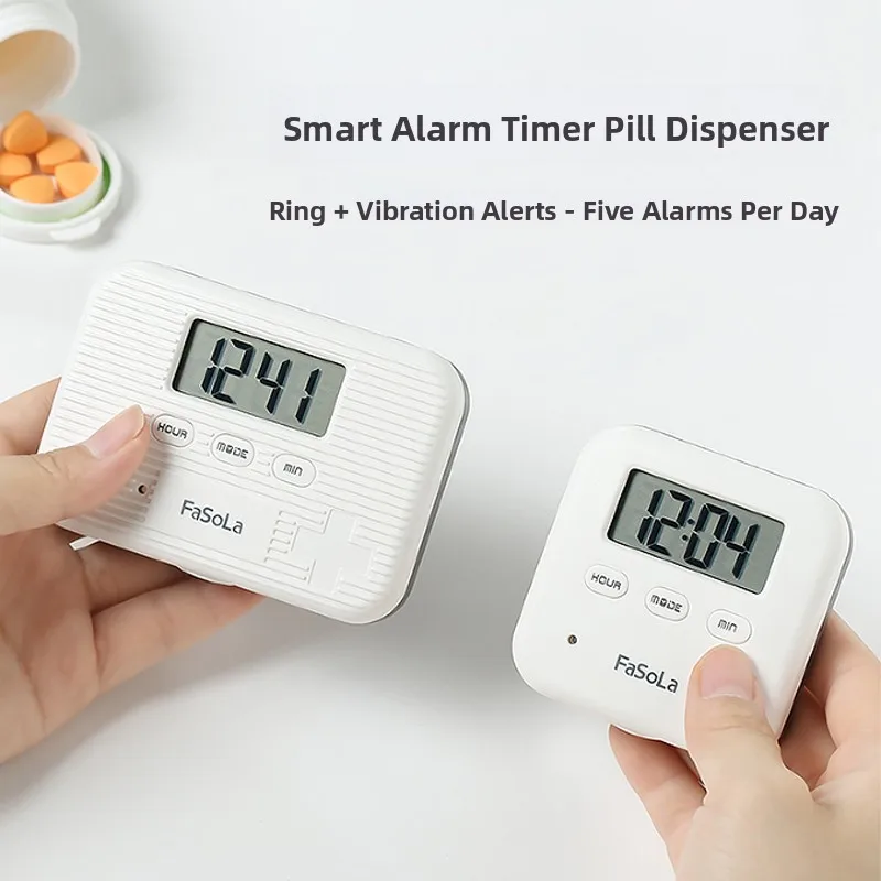 スマートピルボックス食品グレード素材ポータブルランチボックスアラームリマインダー薬オーガナイザー家庭用収納容器