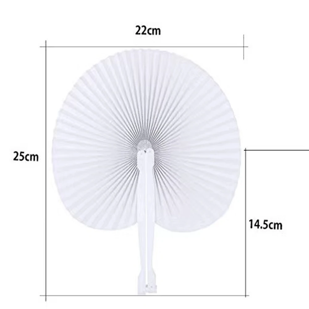 12PC White Folding Paper Fan for Kids Birthday Party, Wedding Guest Gifts, Baby Shower, Country Home Decor, Piñata Filler 14.5cm view 3