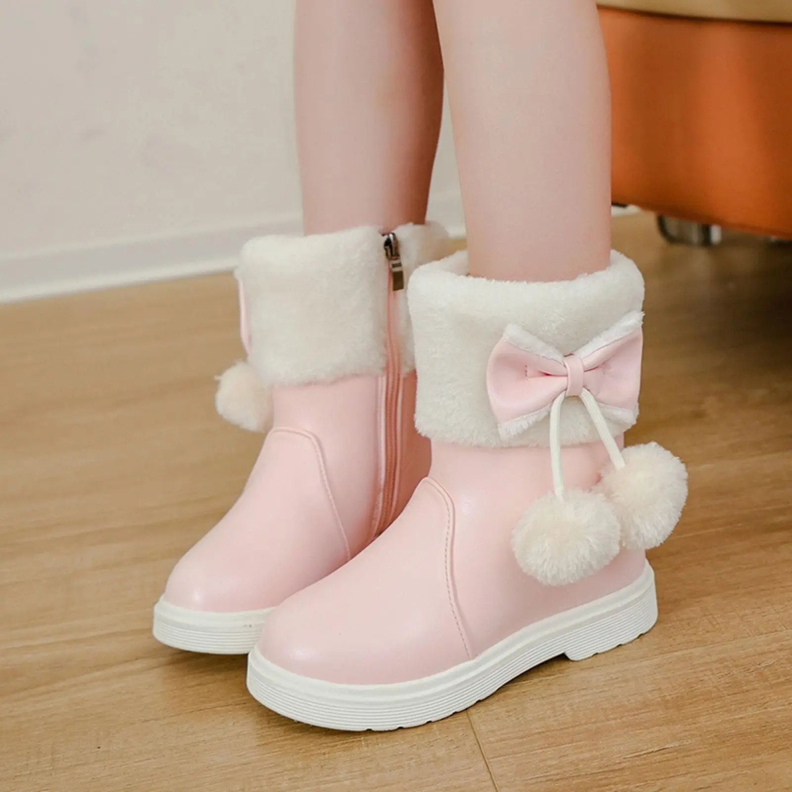 

Winter Girl Boots Fashion Versatile Long Tube Boot Comfort Casual Cotton Boots Warm Princess Girl Shoe Velvet Simple Snow Boot