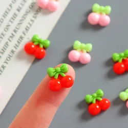 20Pcs Cartoon Red Pink Cherry Resin Accessories DIY Handmade Phone Case Hair Clip Accessories Kawaii Nail Art Decoration Charms