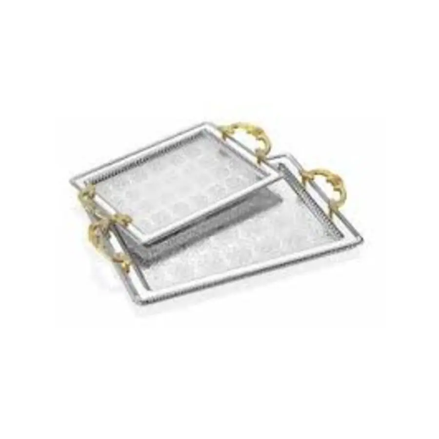 2 Rectangular Anti-Tarnish Tray Silver Color Embossed Decor For Engagement and Other Special Occasions Free Fast Shipping