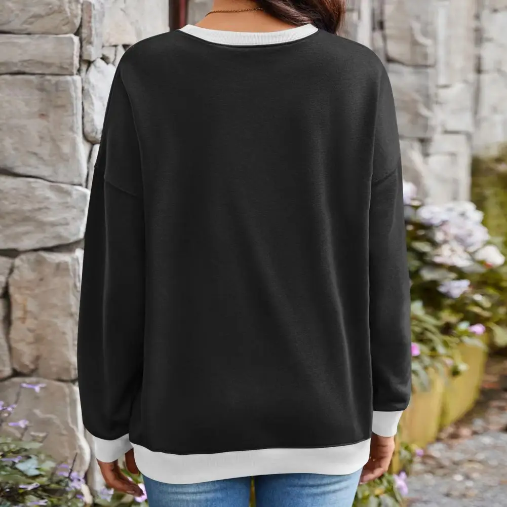 

Loose-fitting Women Sweatshirt Color Matching Loose Two-piece Sweatshirt for Women Fall Spring Wear Top with Long Sleeves Round