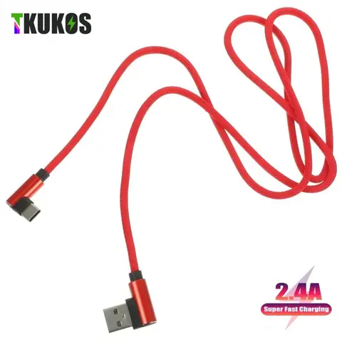 USB Type C 2.4A Fast Charger USB Cord 90 Degree USB Type C Cable For Samsung Galaxy A70s Xiaomi for Sony Phone USB-C Data Wire