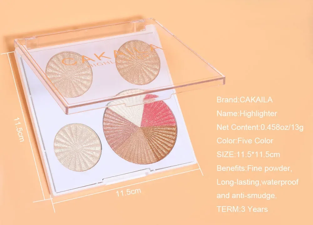 CAKAILA 8 Colors Highlighter Baked Powder Palette Shimmer Glitter Highlighters Pallet High Pigment Face Illuminator Makeup Gifts