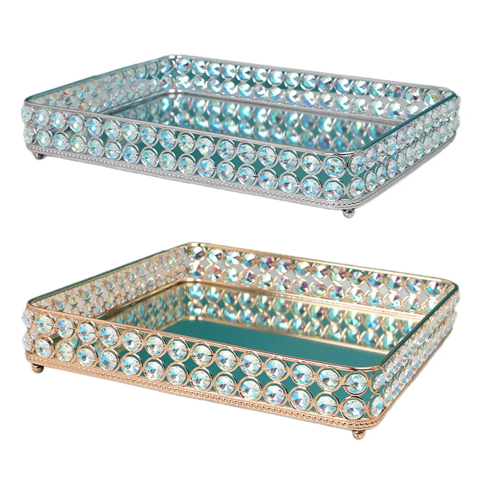 

Mirror Tray Vanity Organizer Portable Perfume Tray for Jewelry Offices Cafes