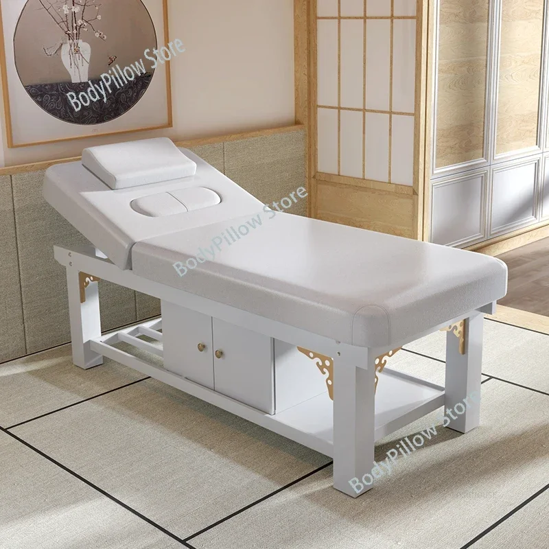 Chinese Style Solid Wood Spa Club Massage Tables Durable Salon Furniture Beauty Beds Multi-functional Home Aldult Special Bed U