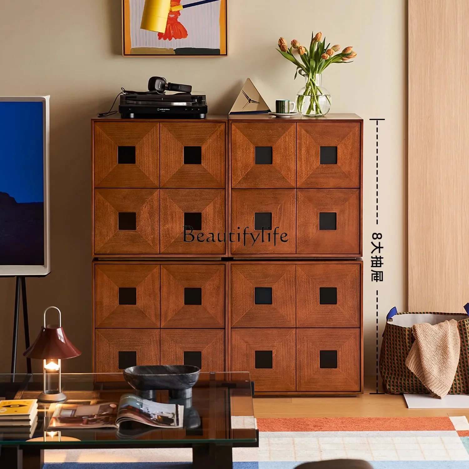 Yj21Mueble de combinación de tiempo retro francés, cofre retro de madera maciza para el hogar, sala de estar y dormitorio