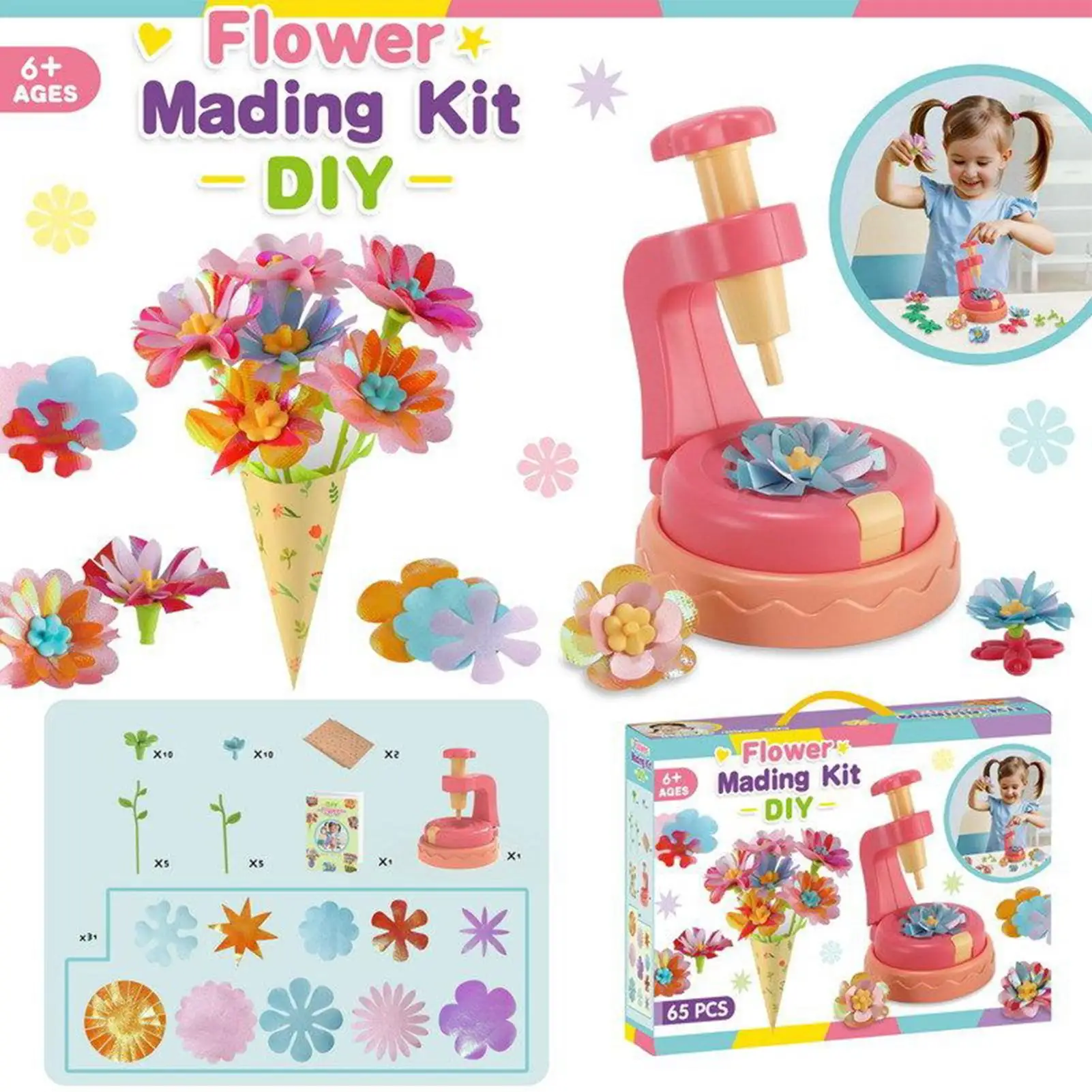 Blumenhandwerk für Kinder, STEM-Blumenstrauß für Eltern und Kinder, pädagogisches Blumenmacher-Aktivität für 6 Jahre, Jungen und Mädchen, Frühling