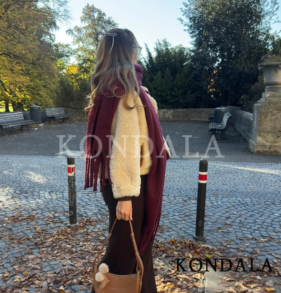 KONDALA Winter Frauen Casual Fleece Reversible Mantel Stehkragen Tasten Mantel 2025, Herbst Winter Mode Elegante Dame Warme Mantel