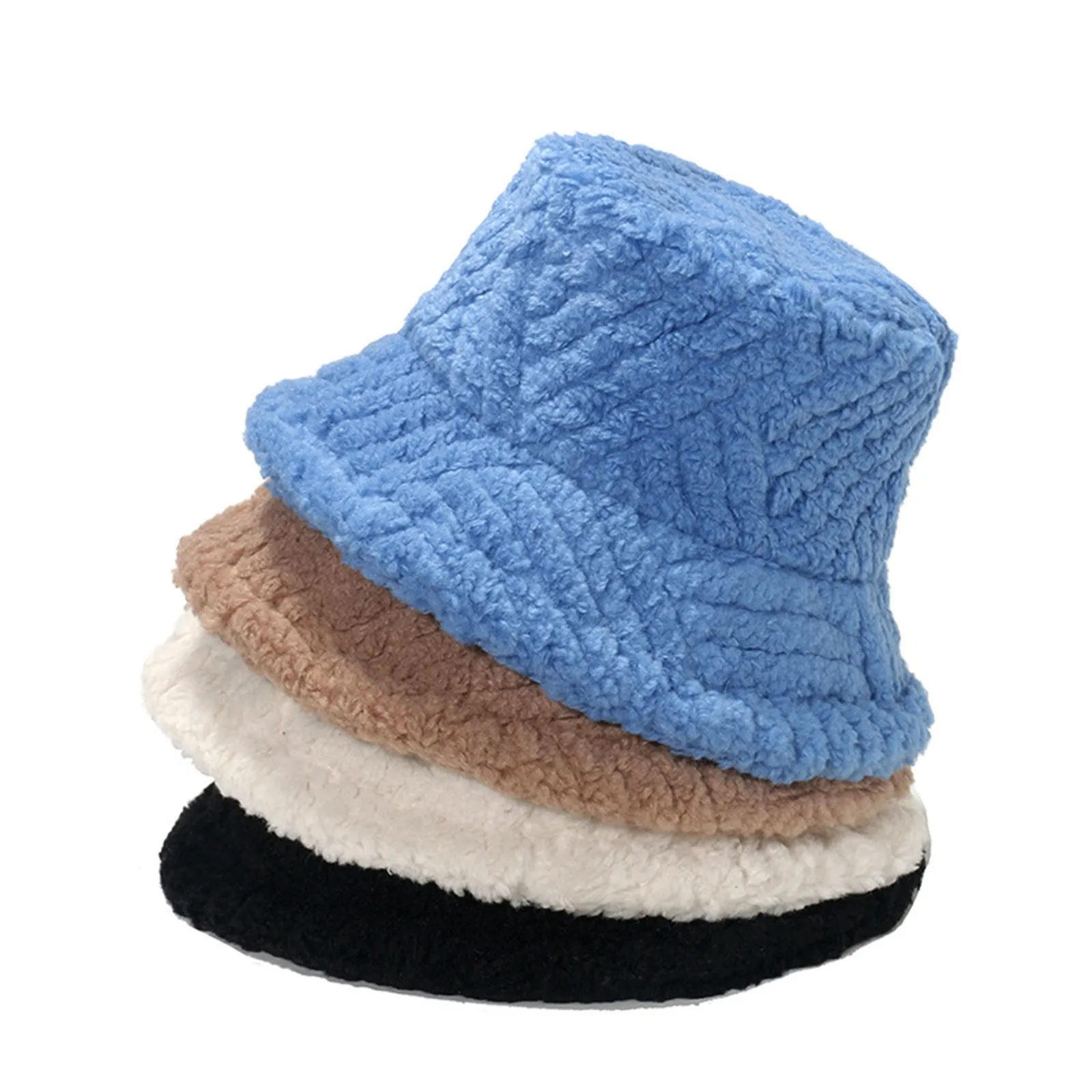 

And Winter Geometric Diamond Striped Fisherman Hat Versatile Lamb Wool Basin Hat To Keep Warm E Girl Outfit Teenager Set