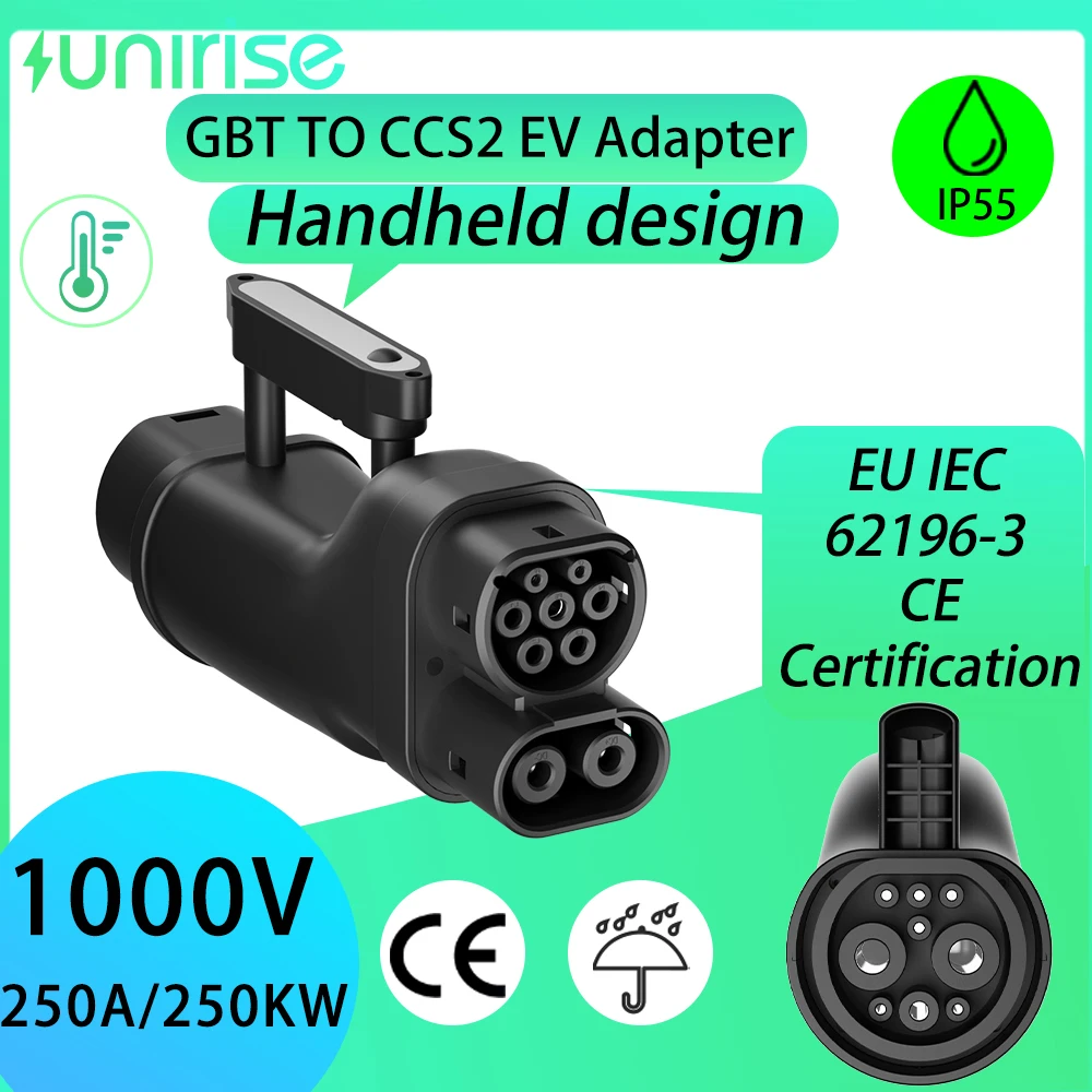 Adaptador EV para coche GBT a CCS2 DC 250KW convertidor de carga rápida GB/T a CCS Combo 2 para cargador de conectores CCS 2 estándar de la UE