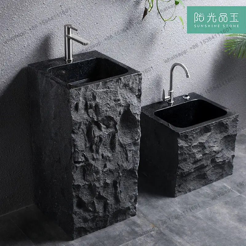 Stone column basin floor-to-ceiling outdoor courtyard hand wash garden sink balcony light luxury hand wash table