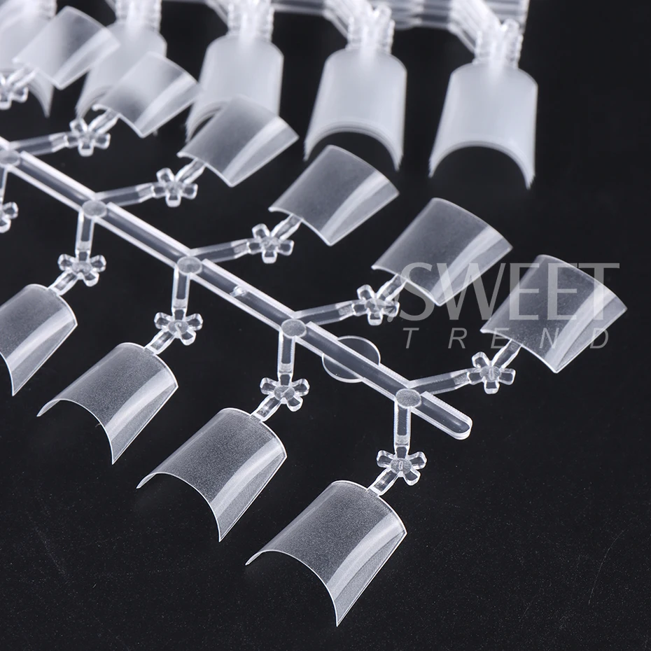 150pcs Clear False Nail Tips Acrylic Half Matte Medium Square Coffin Stilettos Oval Artificial Fake Press On Nail Extension Tool