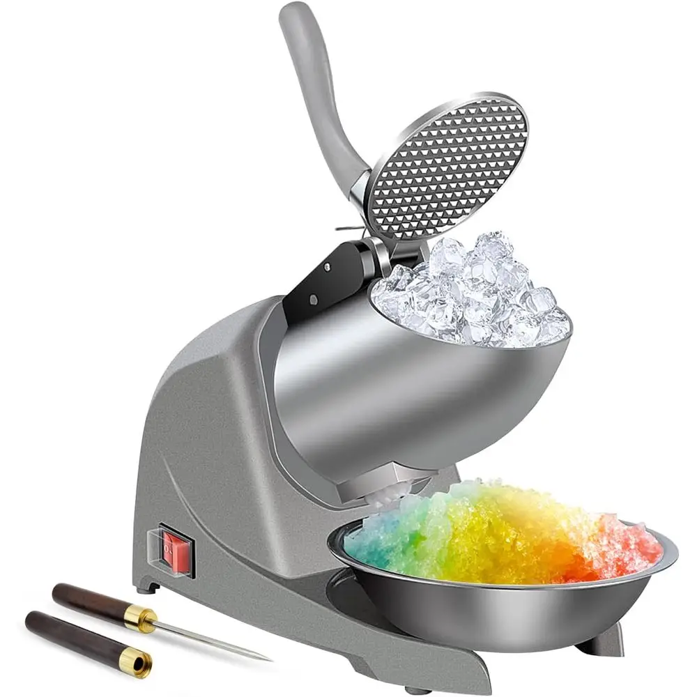 

Cone hine 380w Shaved Ice hine 3 Blades Ice Shaver 280lbs/hr Electric Ice Crusher Prevent Splash Cone Maker or Home and Commerci
