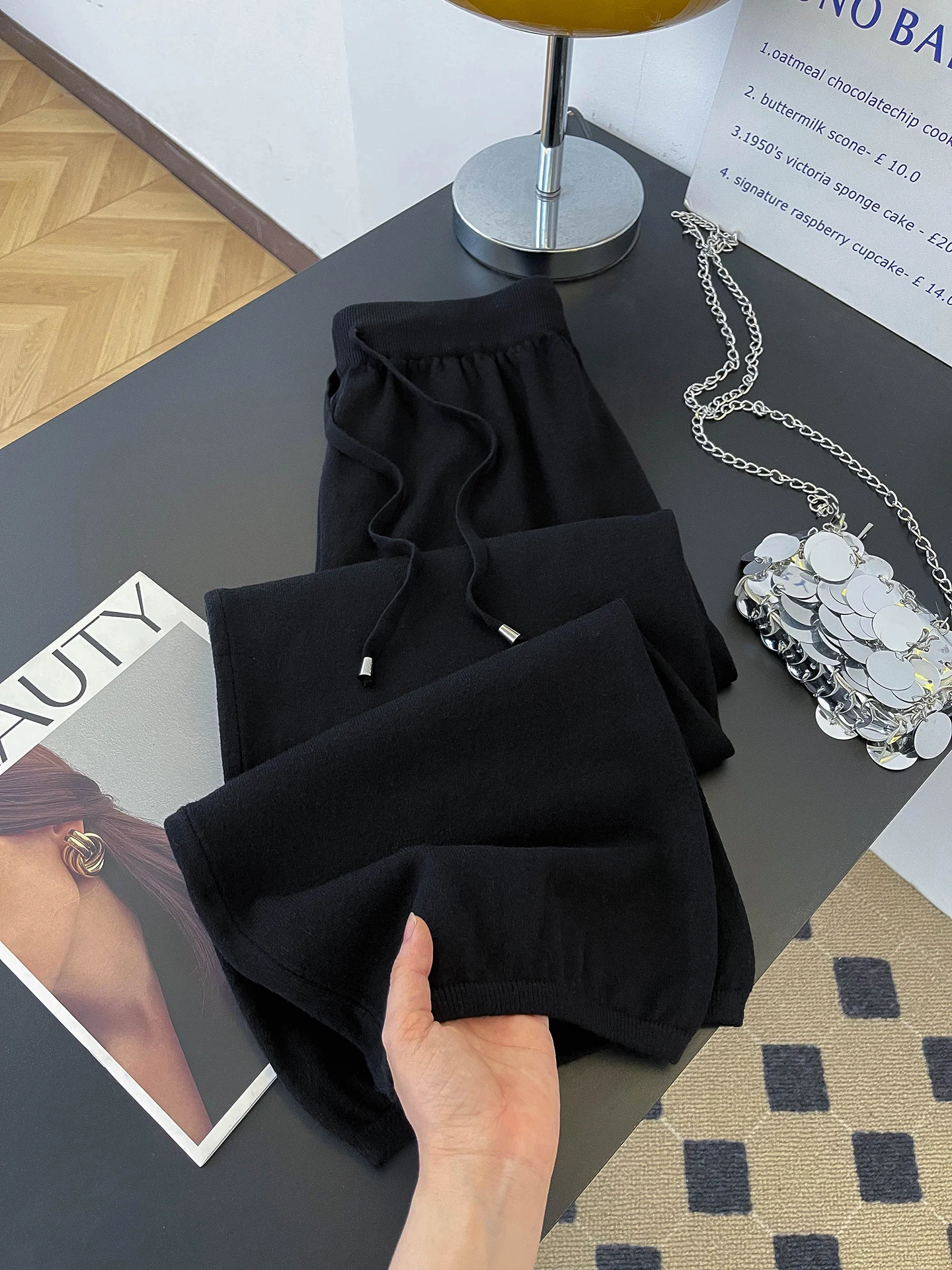 

Женские повседневные трикотажные брюки с высокой талией и широкими штанинами, прямого кроя, комфортные, дышащие, приятные для кожи