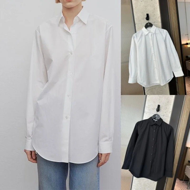 

LUXURY Pure Cotton Shirt, Women's Minimalist Style, Loose and Wrinkle Resistant Long Sleeved Shirt, Spring and Autumn