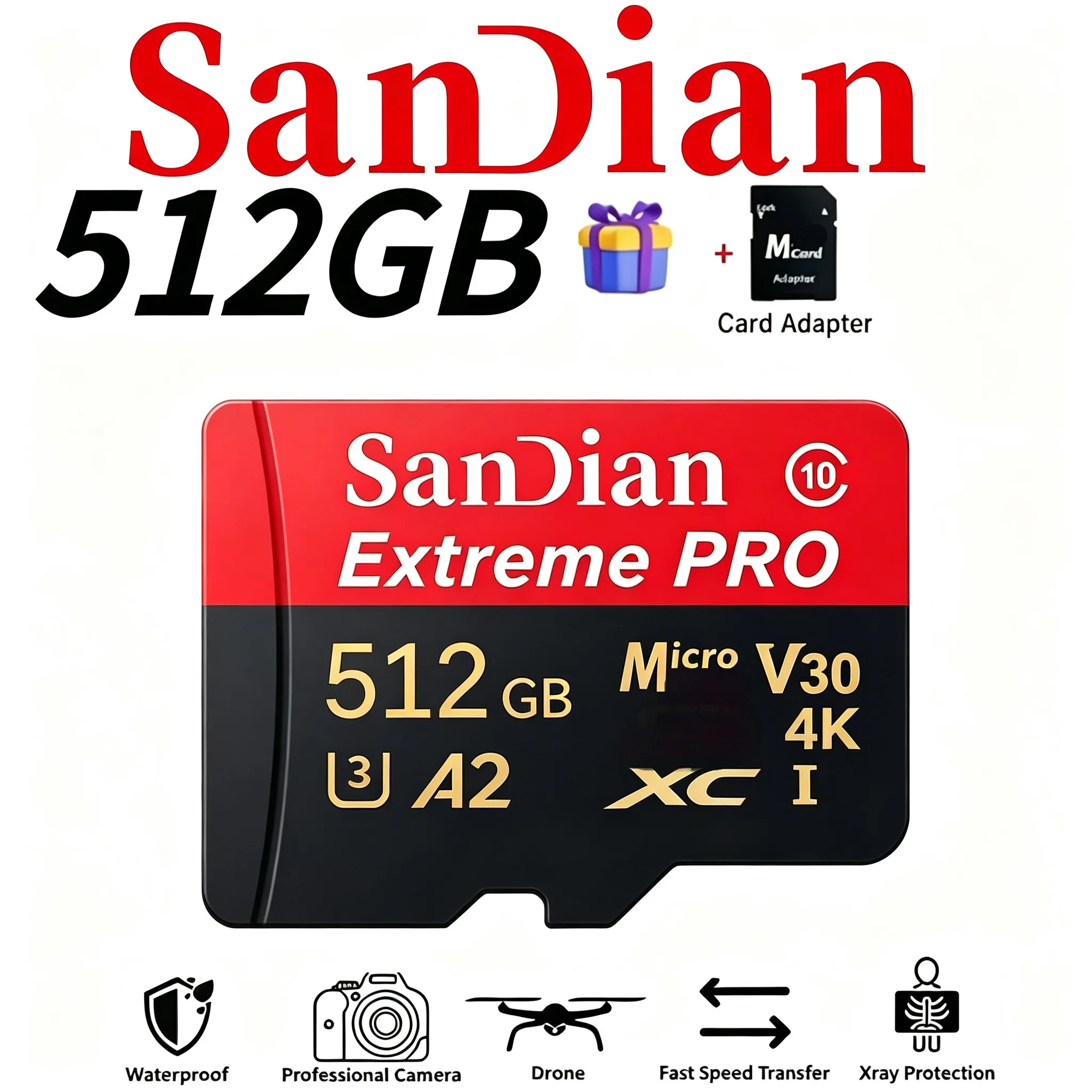 TF Cards 32GB 128GB 256GB Micro TF SD Card Memory Card SD Cards 8K Dustproof V30 for GoPro/Dash Cam/Smart TV/E-Reader/Router
