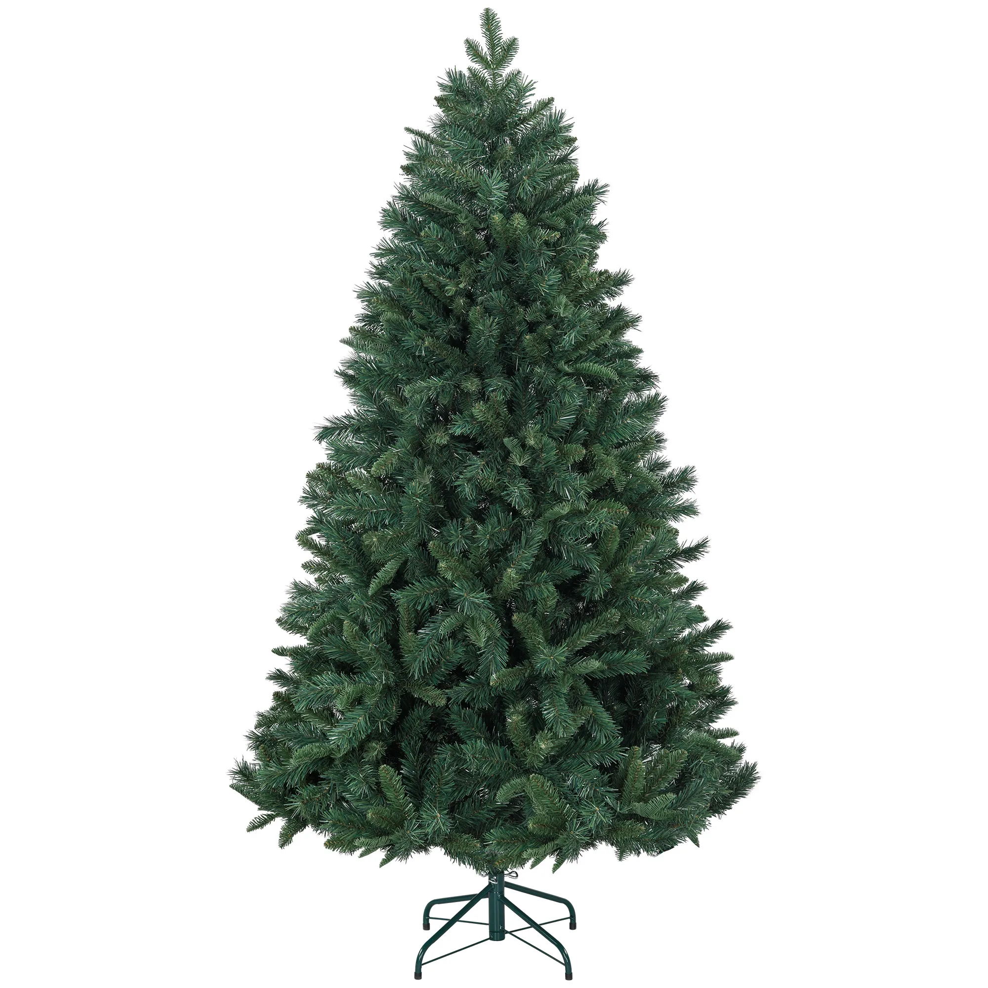HOMCOM kunstkerstboom cm kerstboom met opvouwbare stalen steun, takken met doornen, realistische kerstdecoratie, groene uitstraling