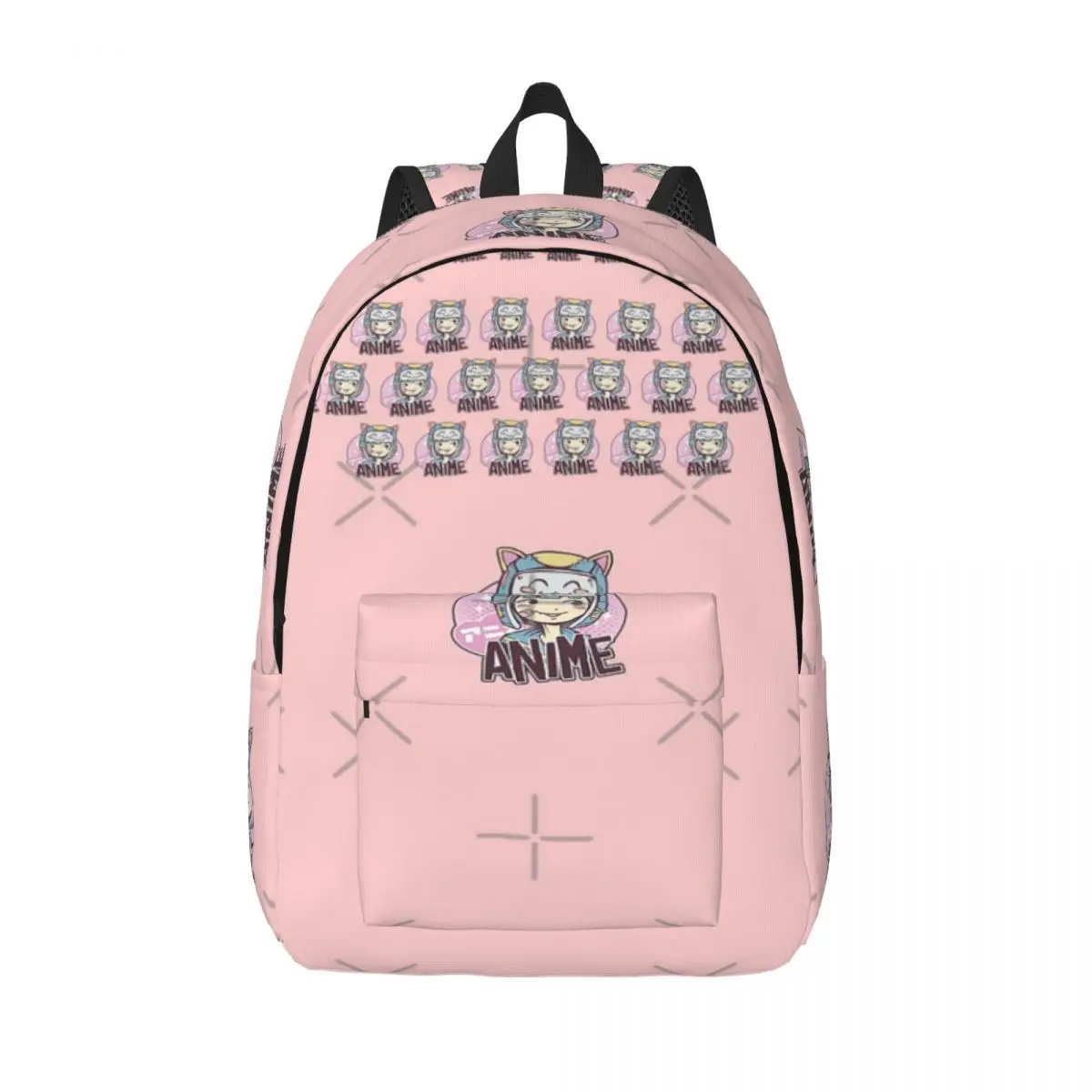 Chica de anime lindo casco de cara de gato mochila simple y elegante mochila de lona mochila de mujer