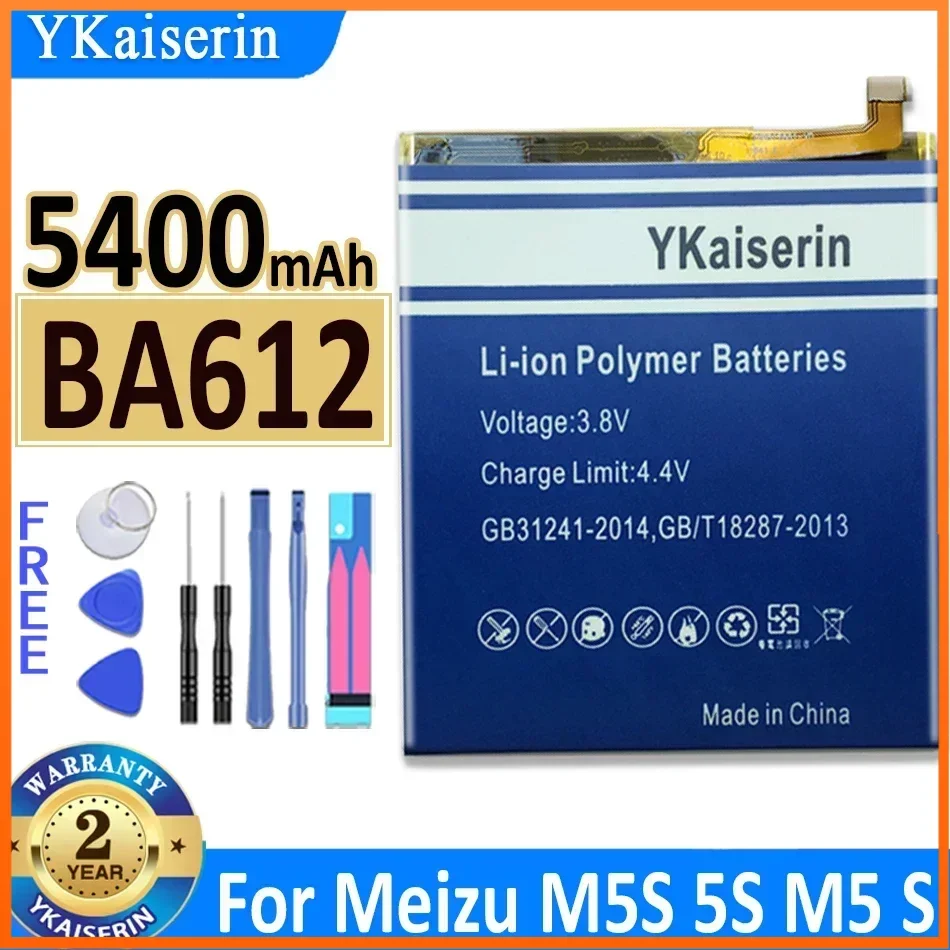 Original YKaiserin 5400mAh BA612 Battery For Meizu Meizy Mei Zu M 5S M5S M612Q M612M  Brand New Phone Battery  Warranty