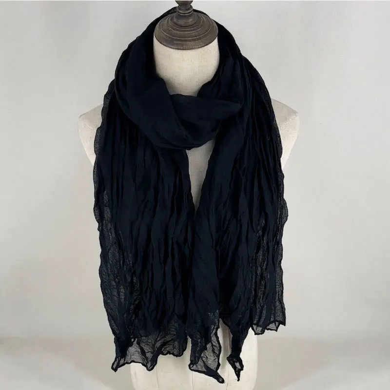 Long Scarves For Women Soft Cotton & Linen Scarf Breathable And Comfortable Shawl For Autumn & Winter 180*70cm Solid Color Wraps