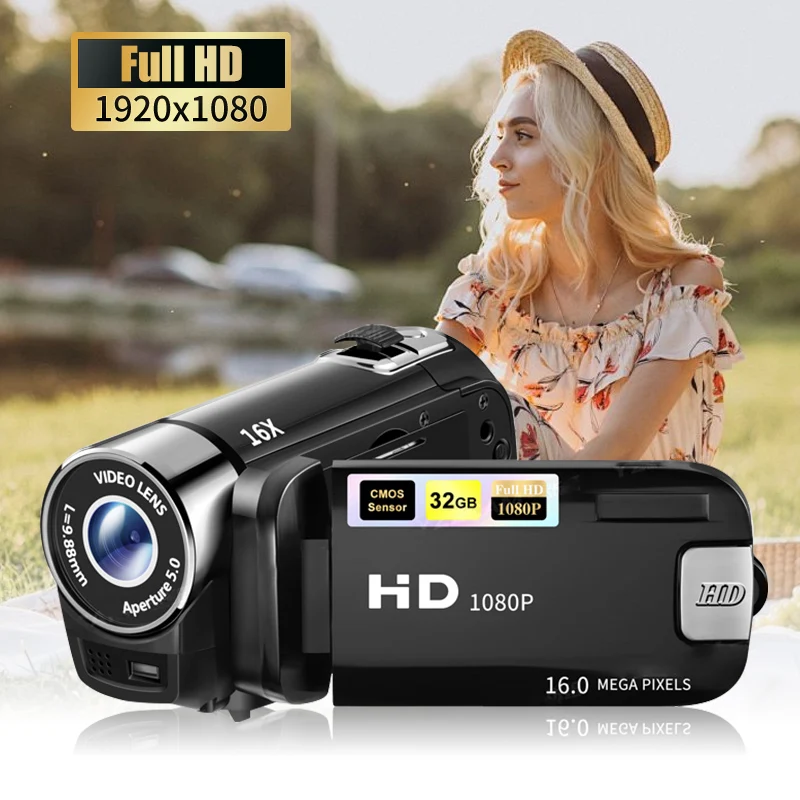 

DV Camcorder Mini Camera 2.4-Inch 1080P HD Rotatable Screen Multigear Digital zoom For Sports Competitions Party Riding Homeuse