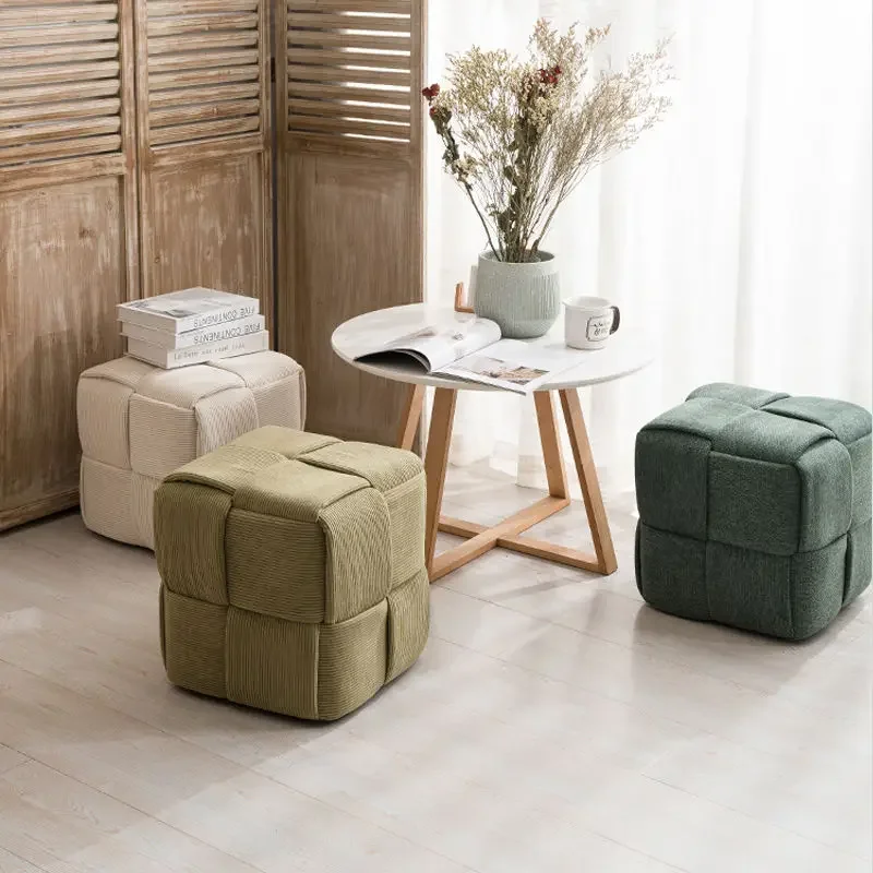 Nordic style Ottomans square small stool for shoes stool home sofa chair high resilience comfortable durable foot stool