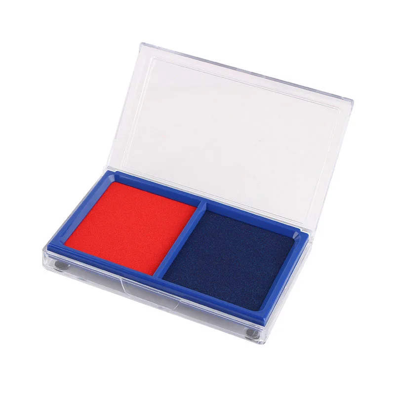 Red And Blue Fingerprint Printing Table Quick Drying Clearly Marked Fingerprint Stamp with Square Transparent Shell