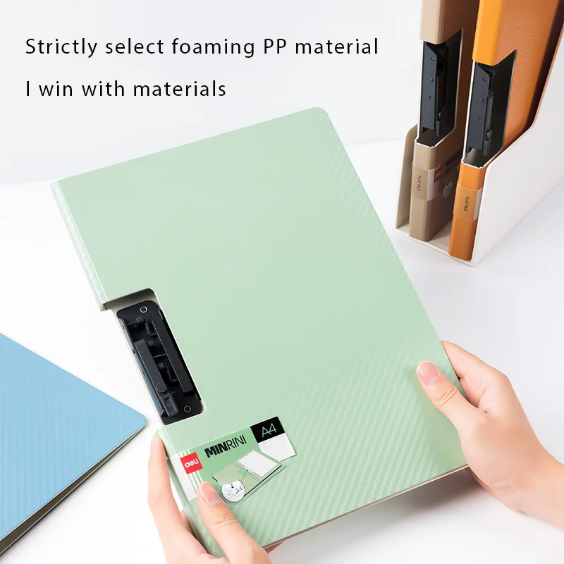 델리 4개 클립보드 폴더, A4 크기 파일 폴더 클립보드 단일 클립, 70매 용량, 방수 소재