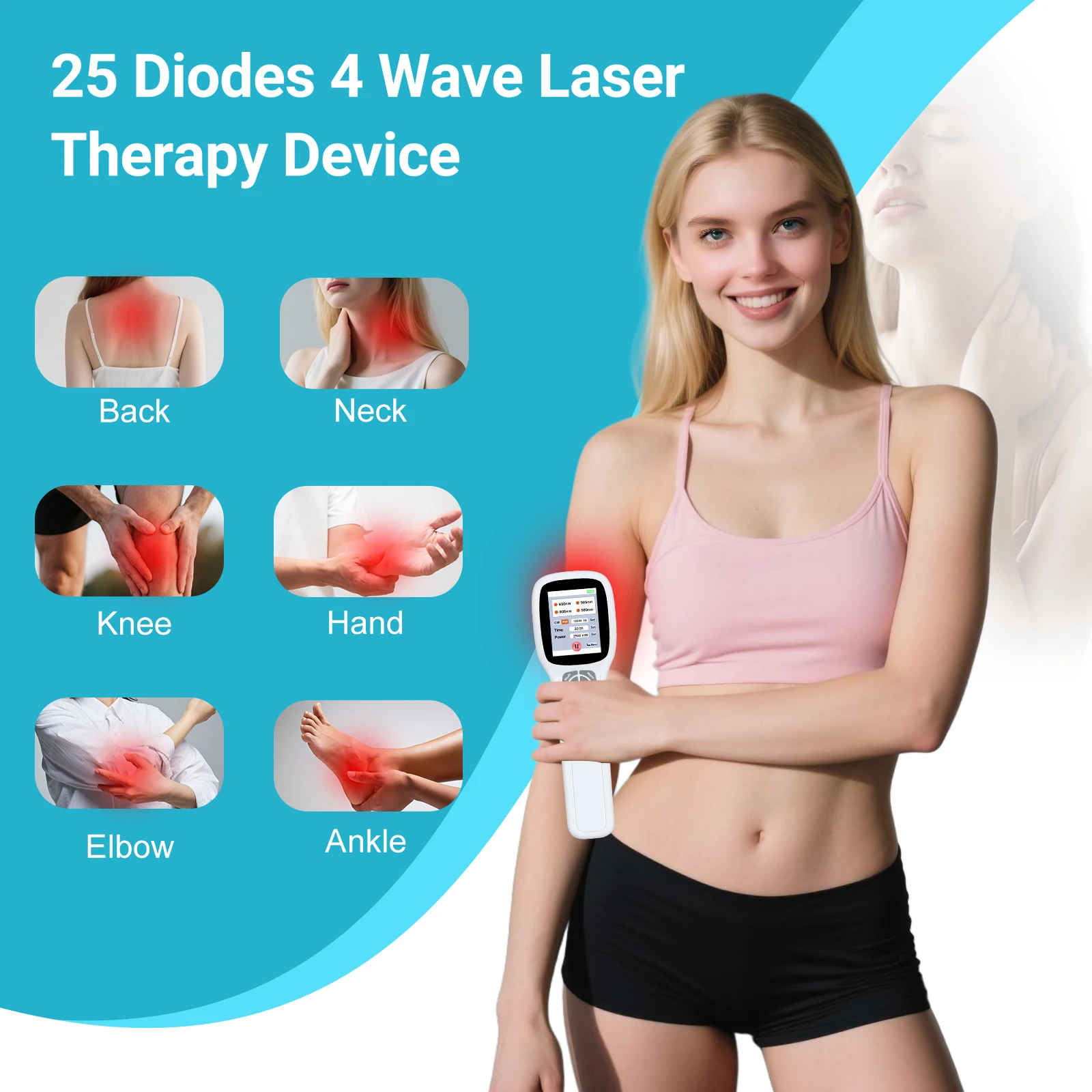 

NEW2026 Handheld Cold Laser Therapy Machine 650/808nm for Pain Relief Facial Paralysis Arthritis Wound Healing Veterinary Use