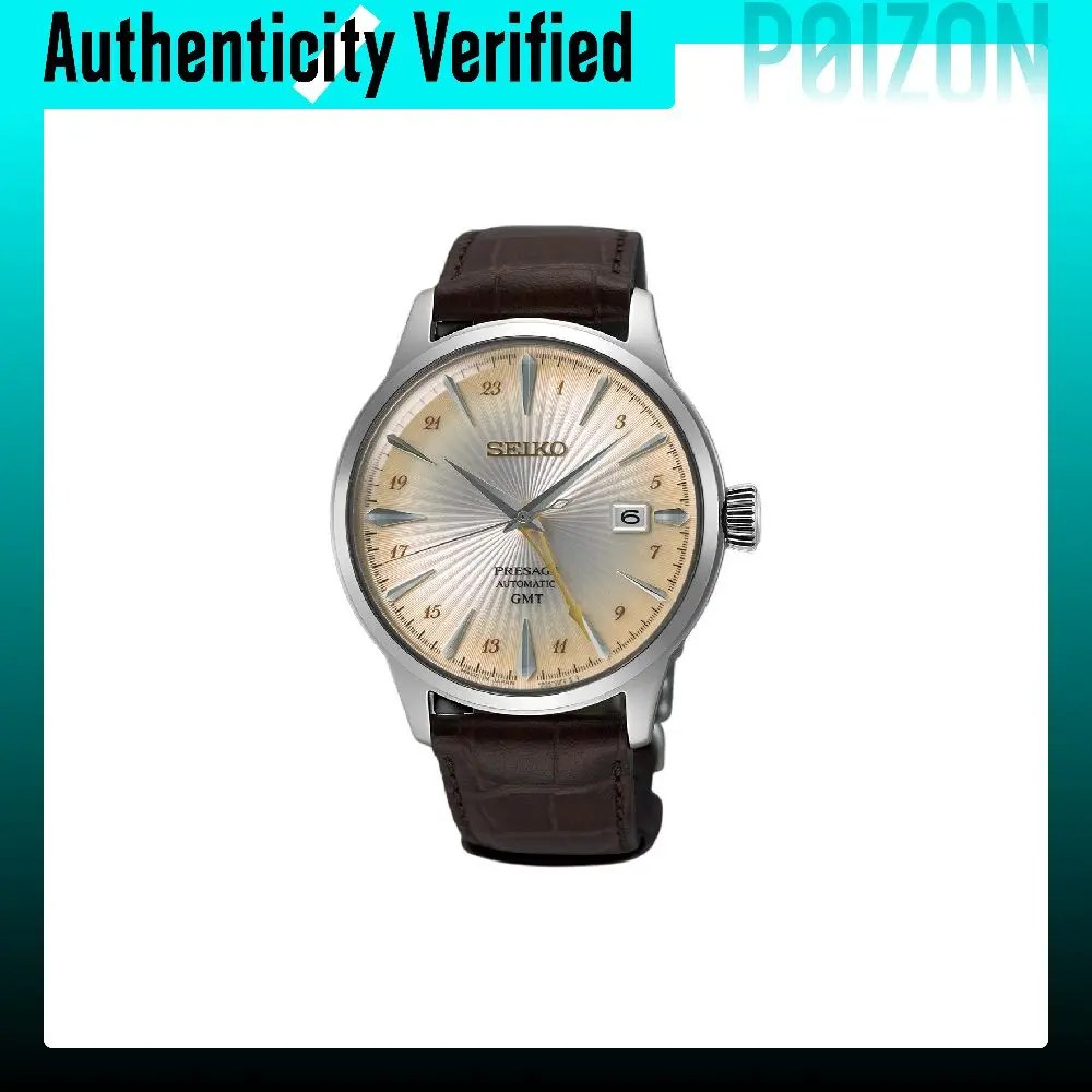 Reloj SEIKO con movimiento mecánico automático/manual, correa de cuero de vaca, 40,5 mm, reloj para hombre, esfera plateada, modelo SSK041J1.