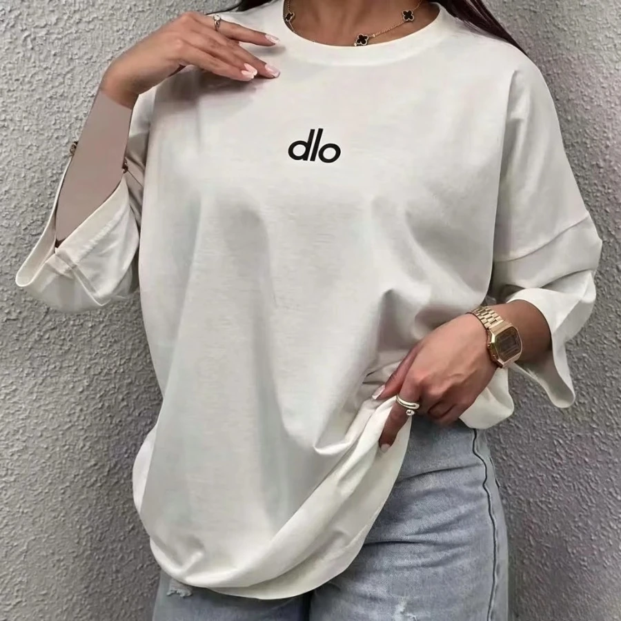 2026 Summer New Style Fashion Letterprint Dlo T-Shirt Suitable for Both Men and Women Loose Short-sleeved Streetwear Top