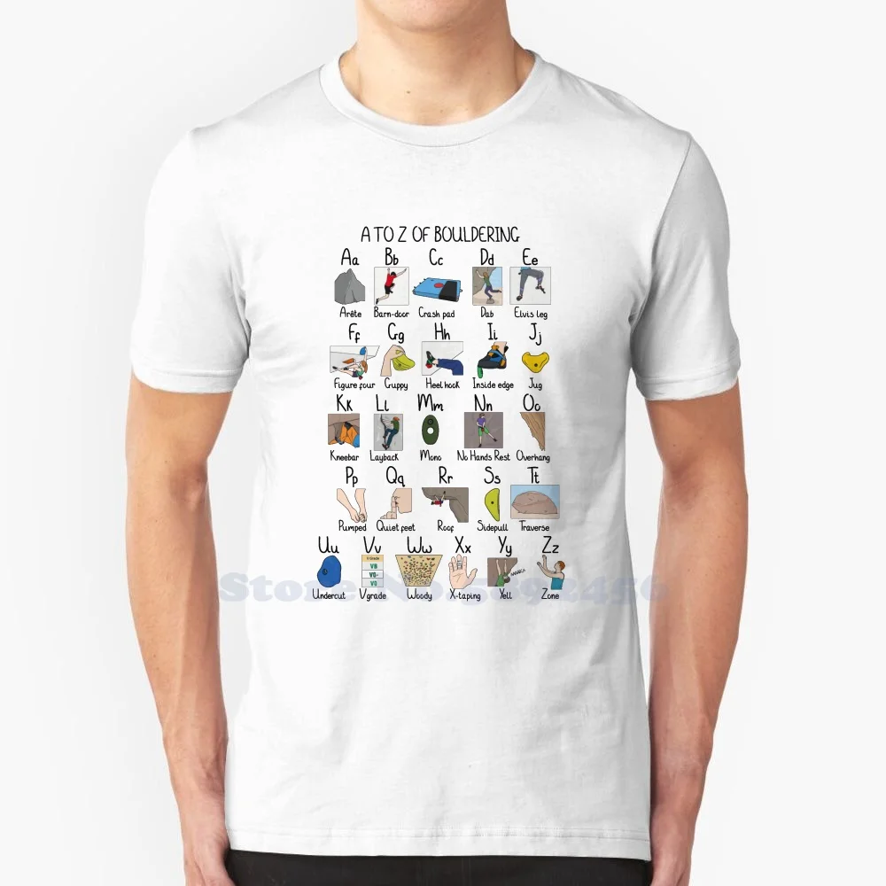 A To Z Of Bouldering 100% Pure Cotton T-Shirt Bouldering Climbing Climber A To Z Adventure Outdoors Nature