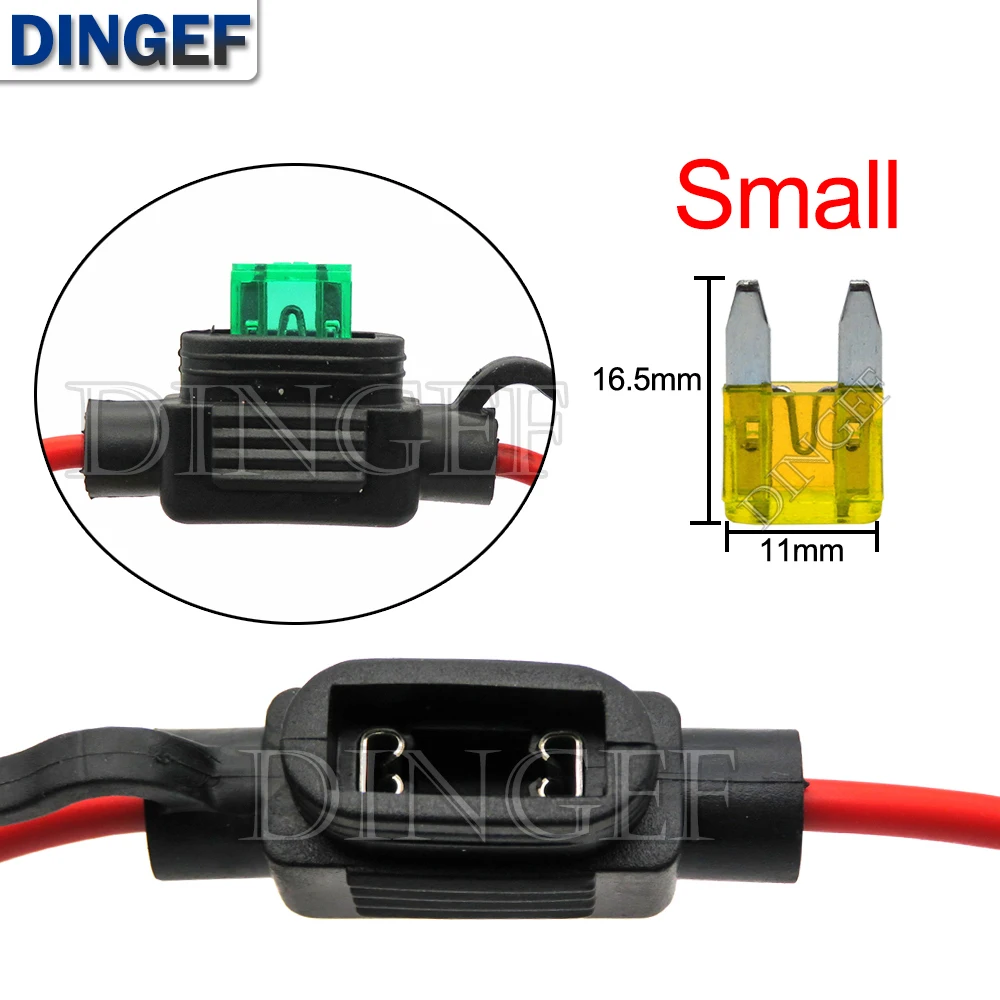 1Zestaw Wodoodporny 32V Mini/Mały/Średni Uchwyt bezpiecznika samochodowego 18/16/14/12/10AWG Z bezpiecznikiem samochodowym 3A 5A 7.5A 10A 15A 20A