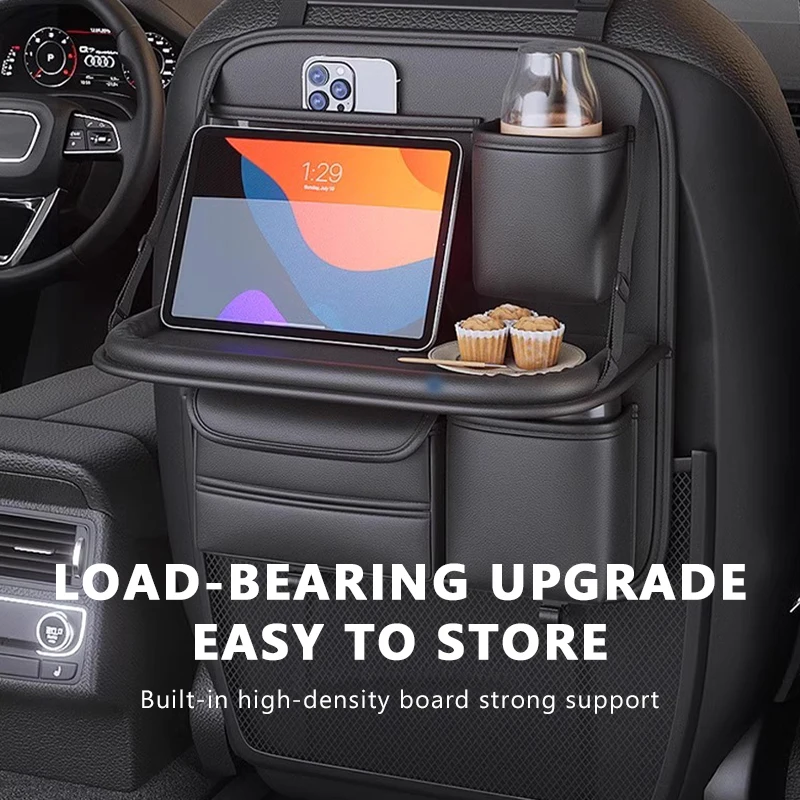 Car Seat Back Storage Bag Foldable Table for Kids Dinning Watching Movie Foods Drink Holder Auto Backseat Organizer Accessories