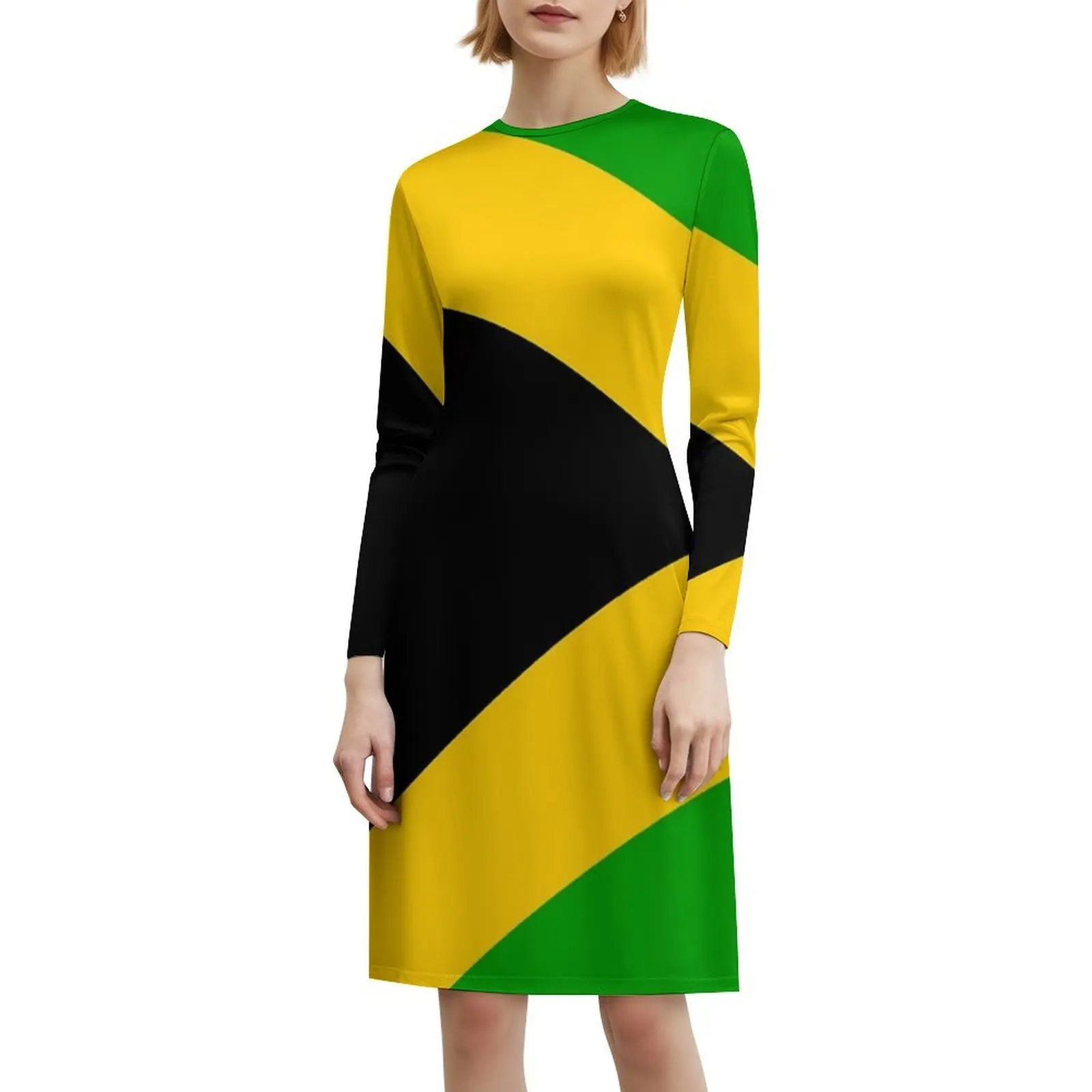 Vestido blusa floral com bandeira jamaicana, meio corte, para mulheres, primavera verão, vestido casual para festa, Jamaica, Jamaica, Jamaica